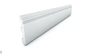 Rodapié blanco con diseño curvo, ideal para las tendencias rodapiés modernos. Su perfil elegante aporta un toque contemporáneo a cualquier espacio.