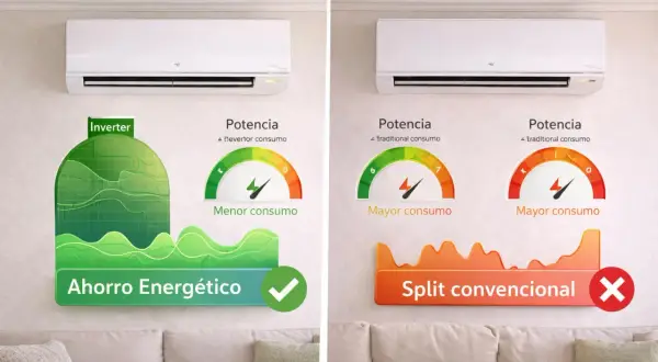 Comparativa de aire acondicionado: Inverter vs. Split convencional. Descubre qué significa invertir en aire acondicionado para un menor consumo y ahorro energético.