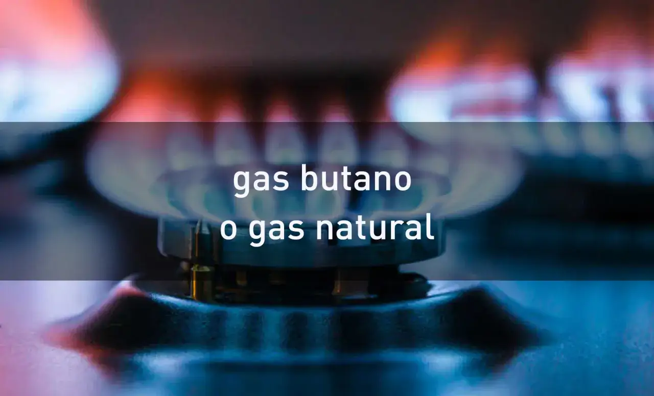 Llama azul de un quemador de cocina, con texto que pregunta sobre la diferencia entre gas butano y gas natural.